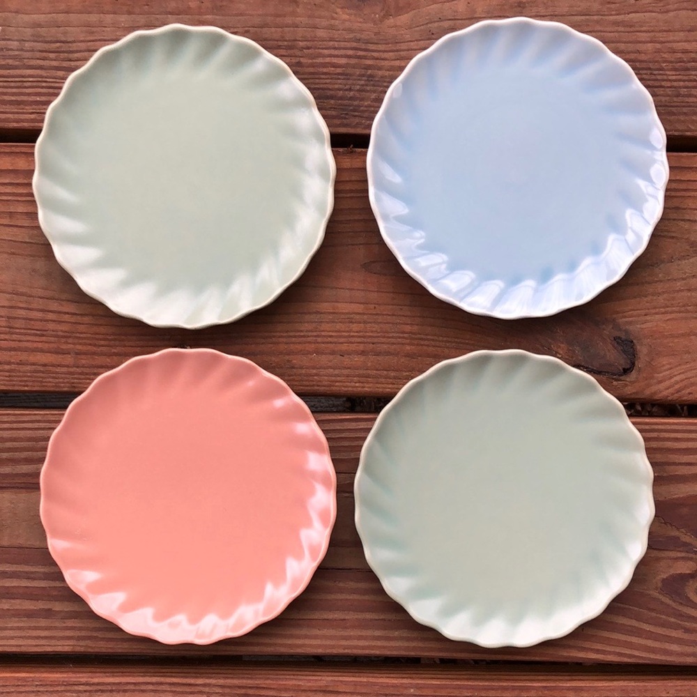 Vintage Pastel Ruffle Edge Plates Dishes Cottagecore